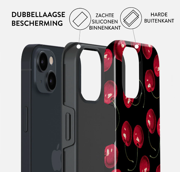 Burga iPhone 15 - Hoesje met kersen - Afbeelding 2
