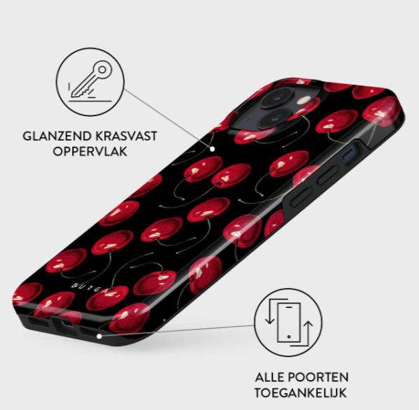 Burga iPhone 15 - Hoesje met kersen - Afbeelding 3