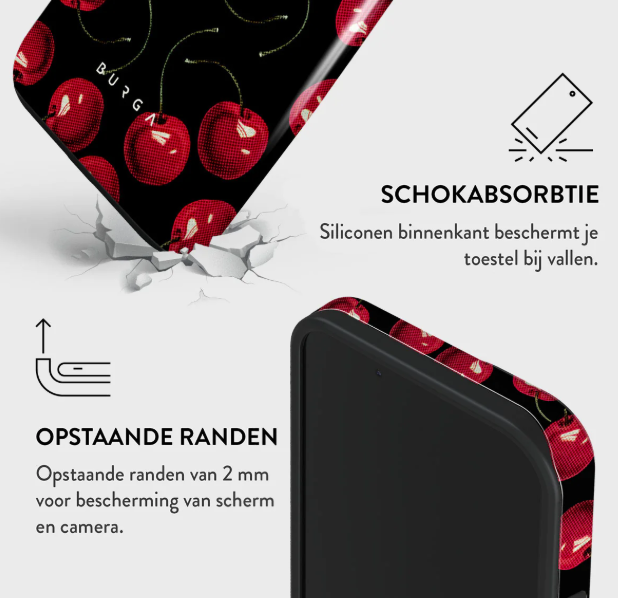 Burga iPhone 15 - Hoesje met kersen - Afbeelding 4
