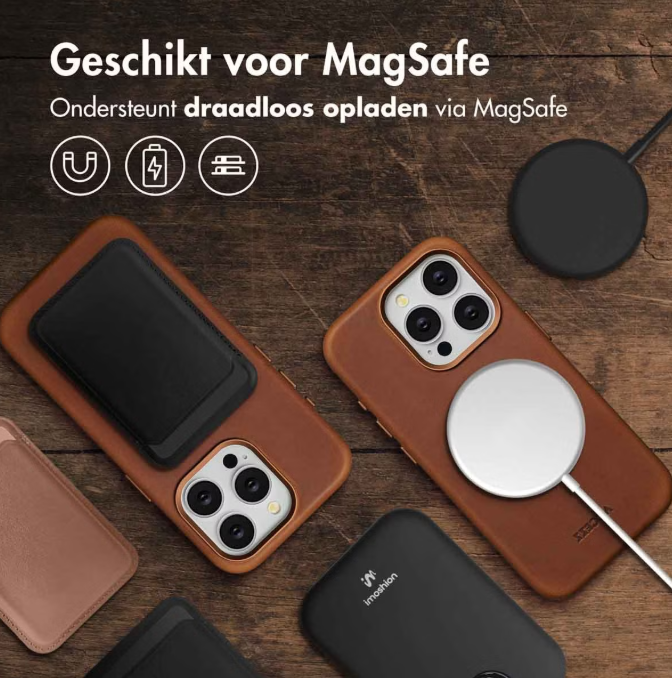Accezz iPhone 15 Pro - Bruin Leren Hoesje met MagSafe - Afbeelding 5